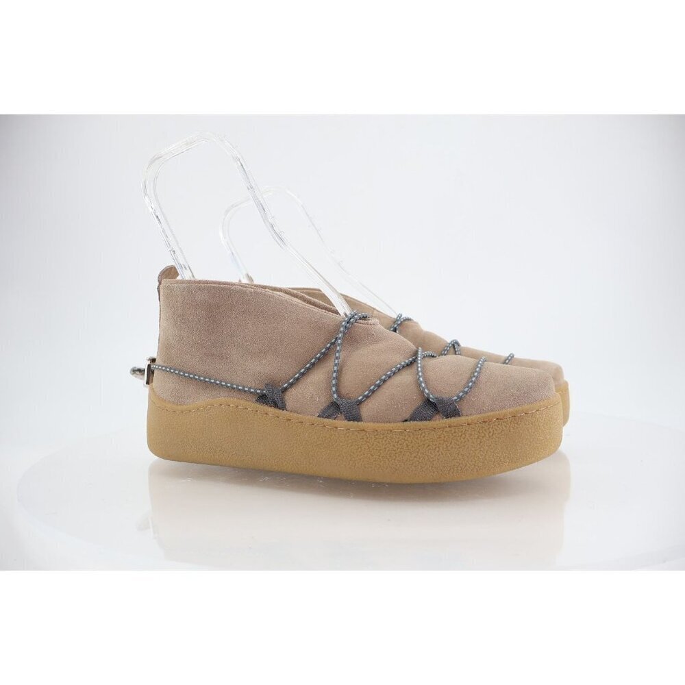 Free People Snowdrop Micro Genuine Shearling Boot Size 10 Tan Suede Platform